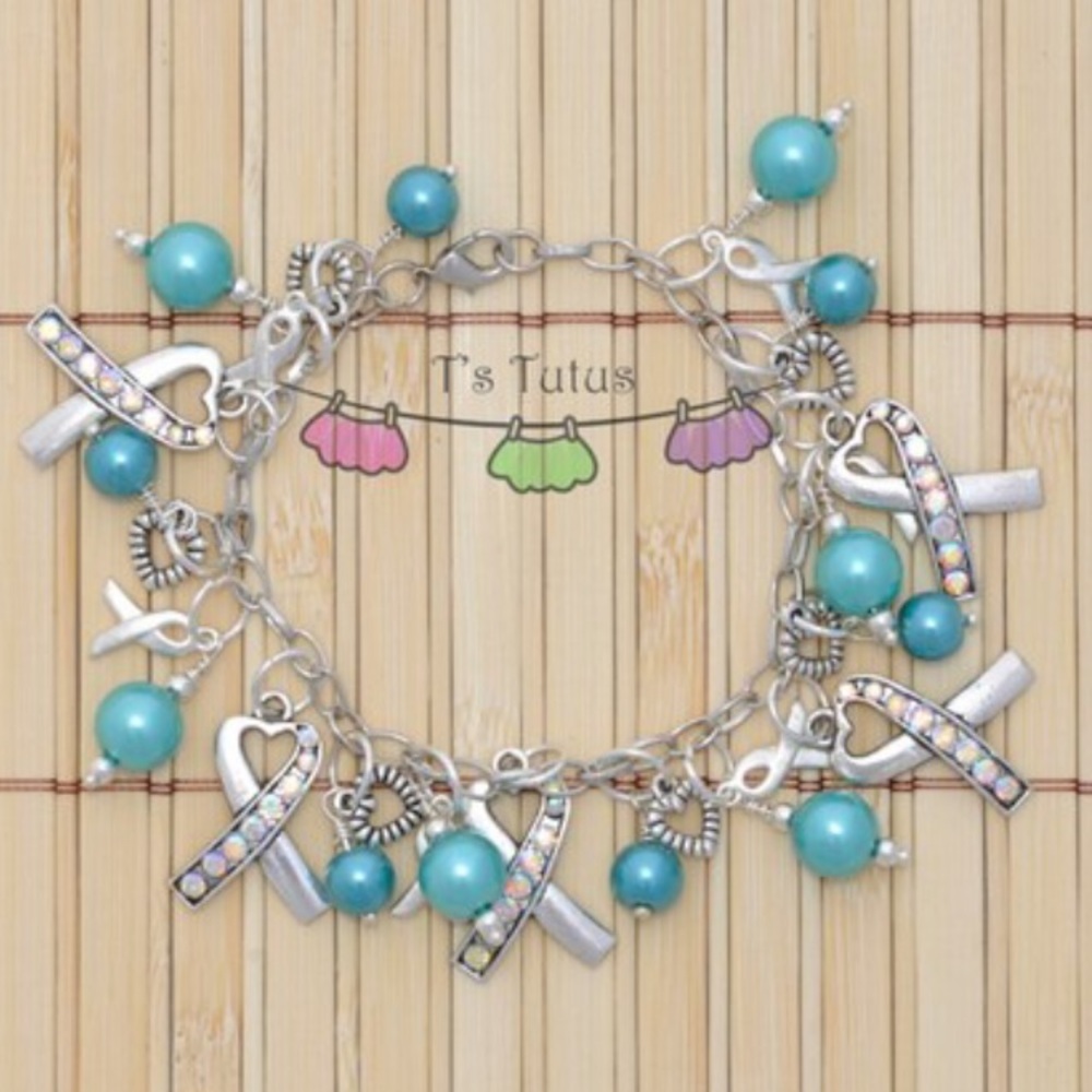 Teal Awareness Tassel Charm Bracelet Food Allergy Awareness
